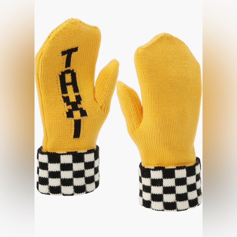 KATE SPADE NEW YORK TAXI CHECKERBOARD GRAPHIC MITTENS - NWT - Picture 4 of 5